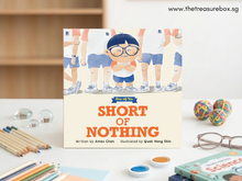 Load image into Gallery viewer, Children's book cover for '[One of Us] Short of Nothing' featuring an illustration of a short with dwarfism boy with glasses standing in front of his classmates, titled 'Short of Nothing' by Ames Chen with illustrations by Quek Hong Shin.