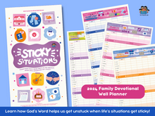 Load image into Gallery viewer, 2024 Family Devotional Wall Planner: STICKY SITUATIONS