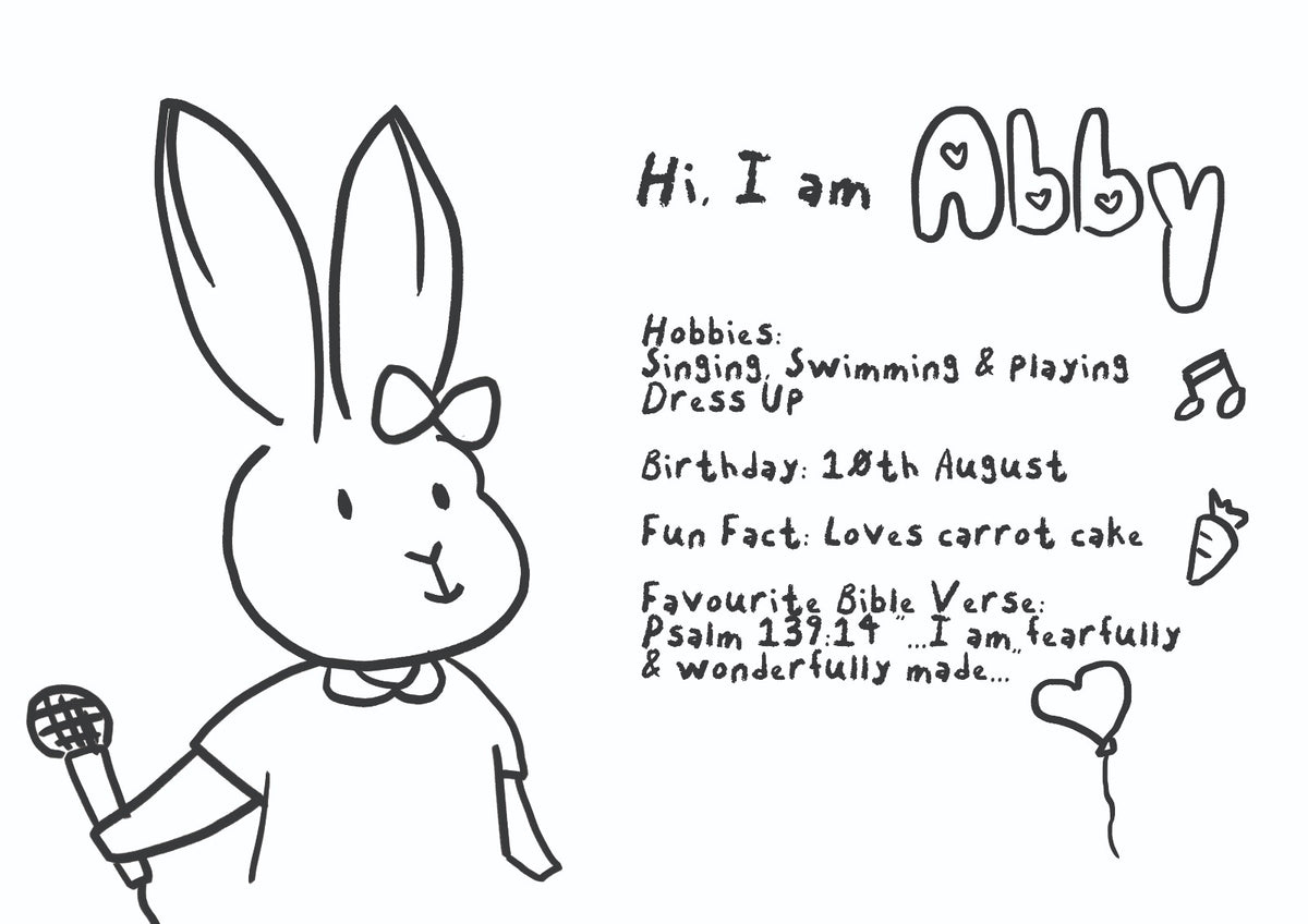 Abby Rabbit Abby Rabbit Colouring Sheet – The Treasure Box SG