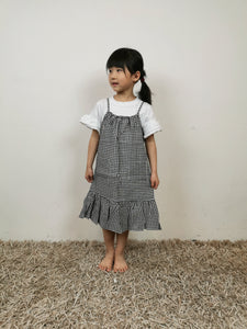 Korean Black Checkered Dress Set