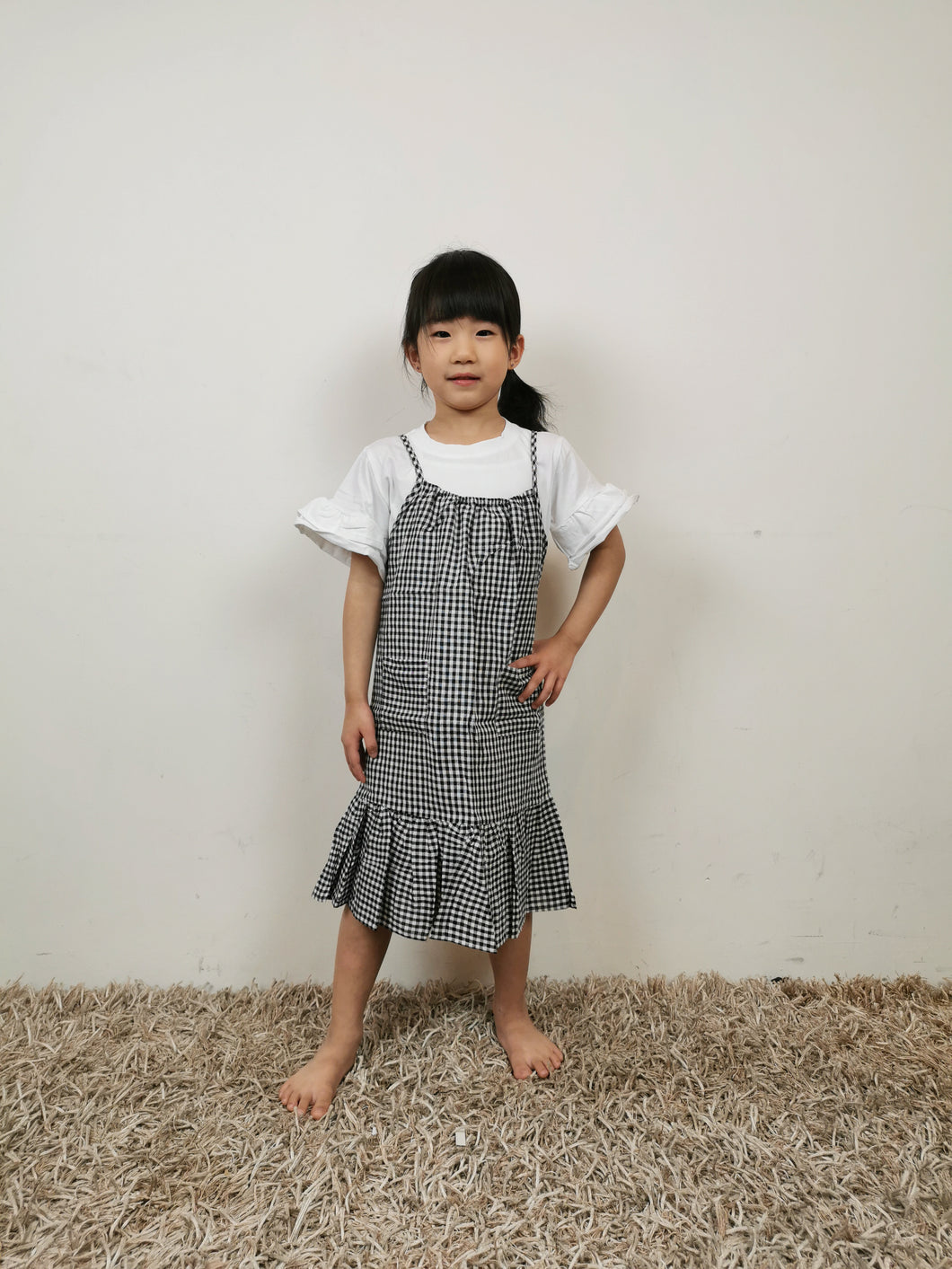 Korean Black Checkered Dress Set The Treasure Box SG