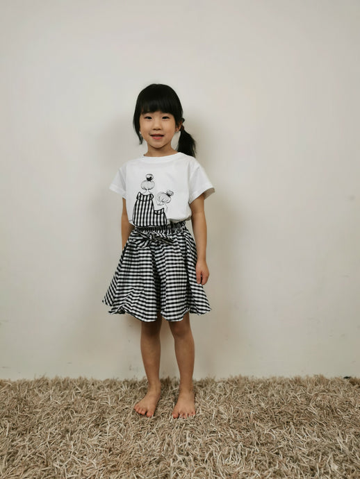 Black Checkered Skirt-Pants Set