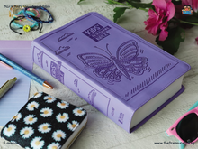 Load image into Gallery viewer, NIrV Kids&#39; Devotional Bible Leathersoft (Lavender)